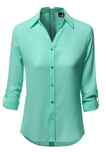 Awesome21 Women's Solid Round Hem Shirt